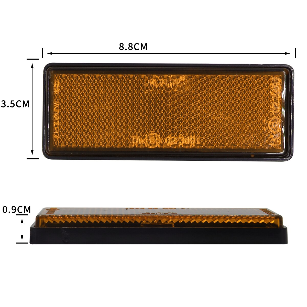 10PCS amber rectangular reflector self adhesive ECE Approval reflect strip for trailer truck lorry bus RV caravan