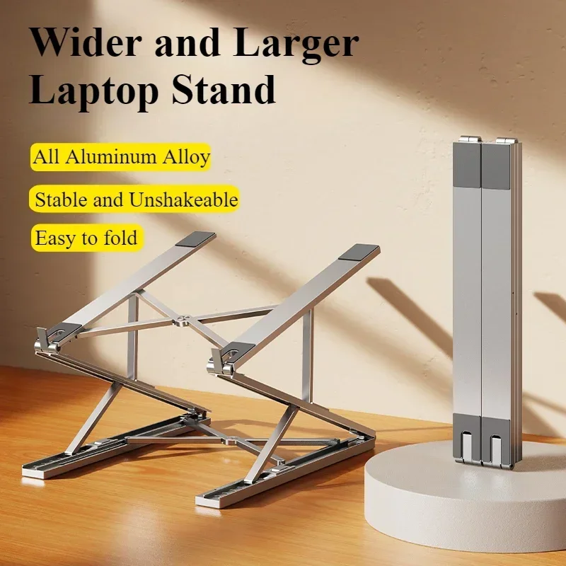 Eary Laptopstandaard voor desktop Metalen stabiele basis met draagbare opvouwbare geventileerde koelcomputerhouder Geschikt voor maximaal 18 inch
