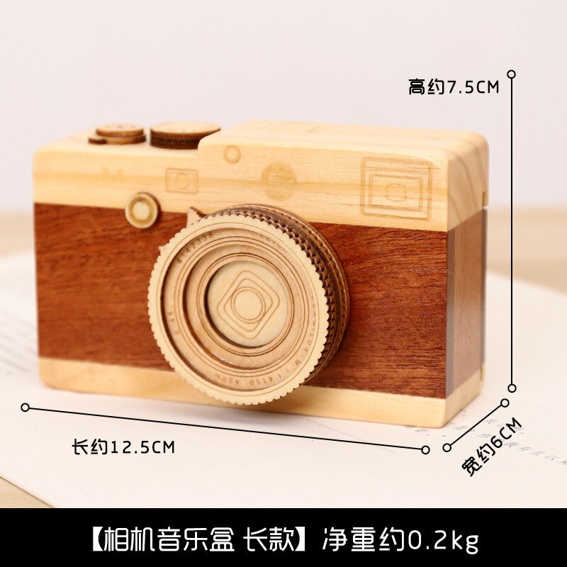 Wooden Camera Models Music Box Retro Camera Music Box Birthday Music Box: 2