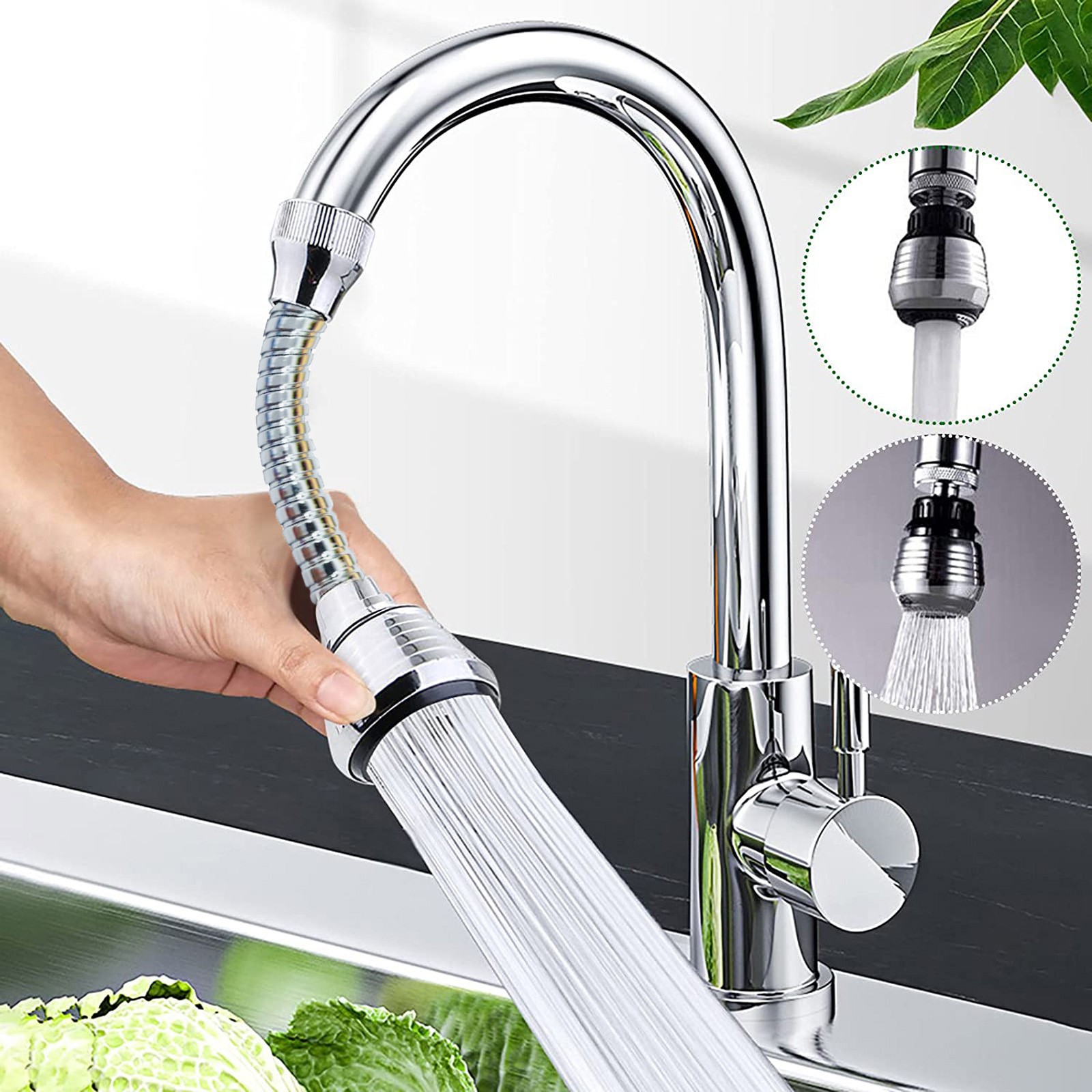 360° Rotating Faucet Sprayer Faucet Aerator Sink Sprayer Adjustable Kitchen Sink Tap Head Water Saving Extend Nozzle Accessories