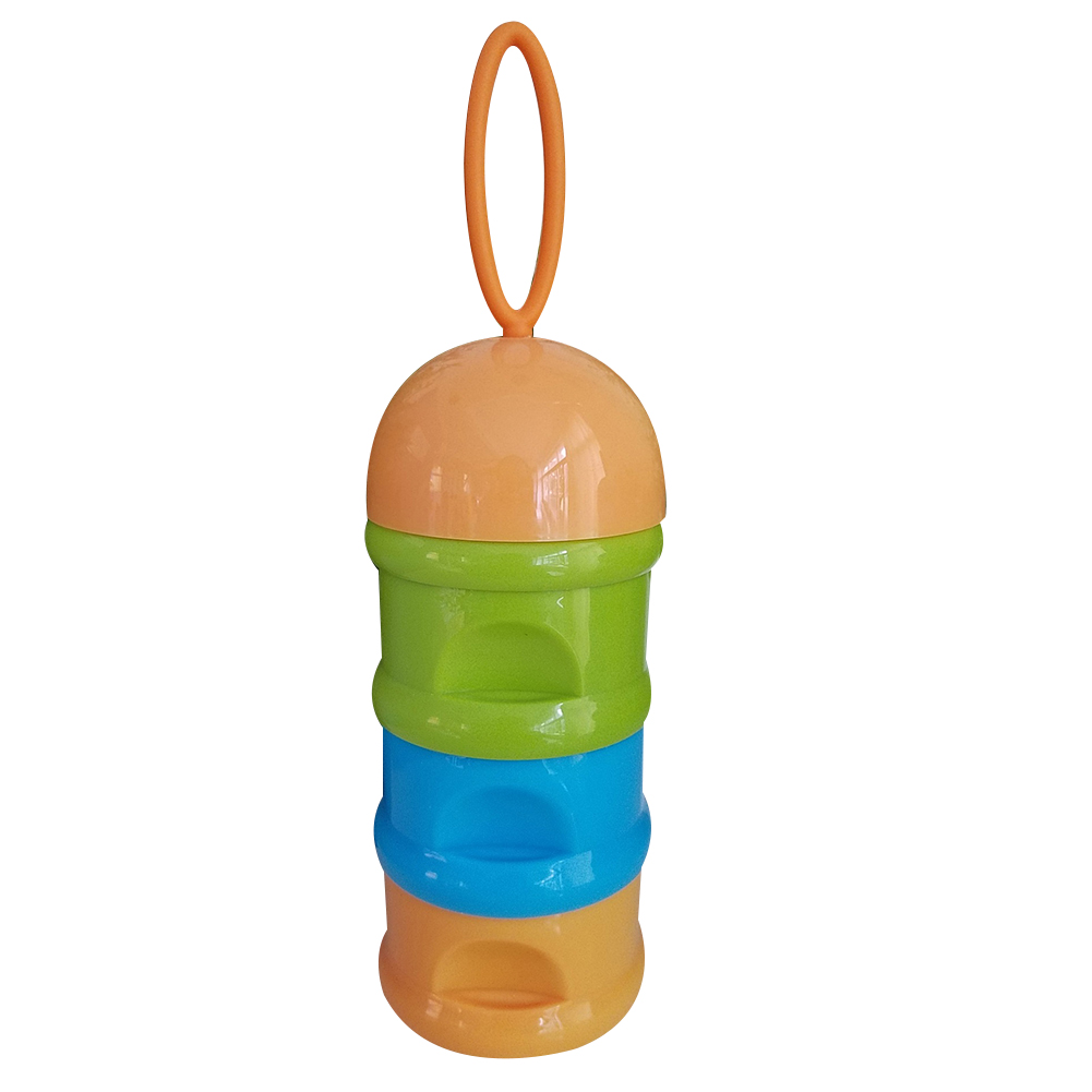 Dispensador de leche en polvo para bebé, contenedor de almacenamiento de alimentos con 3 compartimentos, viene con sellos ligeros de tamaño perfecto
