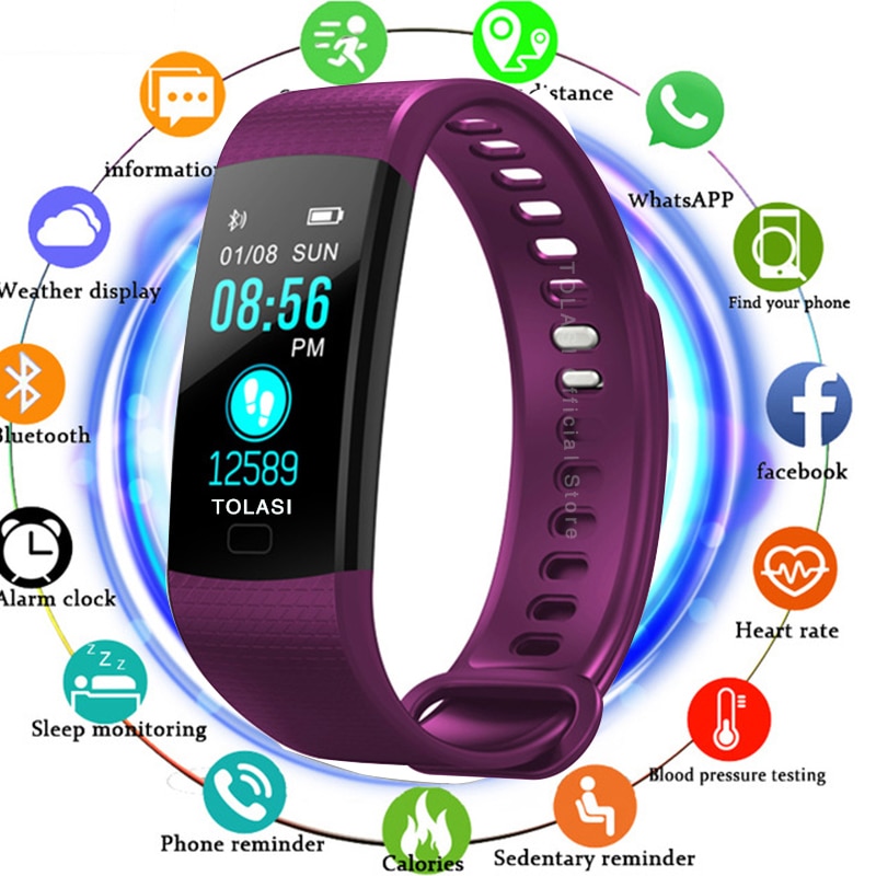 Tolasi Vrouwen Mannen Smart Pols Band Bluetooth Hartslag Bloeddruk Stappenteller Klok Led Sport Armband Horloge Voor Android Ios