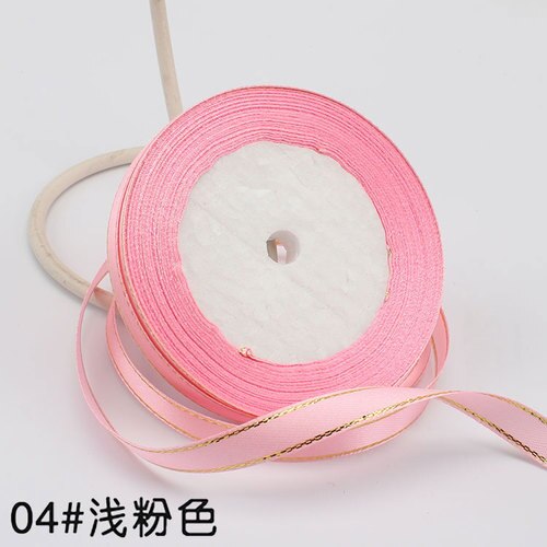 Rouleau de 22 mètres/rouleau, 1cm de largeur, bleu lac, Champagne, bord or, ruban, boîte pour gâteau de mariage, accessoires pour cheveux, emballage floral à faire soi-même: light pink