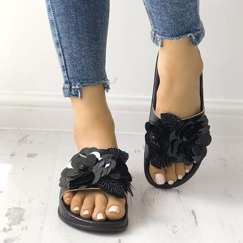 Karinluna slip on sommartofflor kvinna skor bekväma platta klackar ins tofflor hona