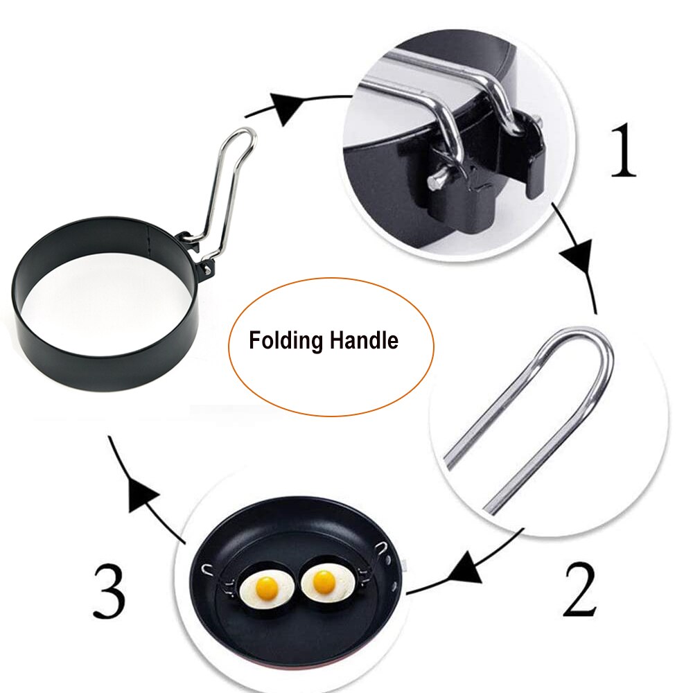 Anillos para freír huevos con mango antiadherente, Mini tortilla de hamburguesa, molde del círculo para carne, accesorios de cocina para cocinar, 3/6/12 Uds.