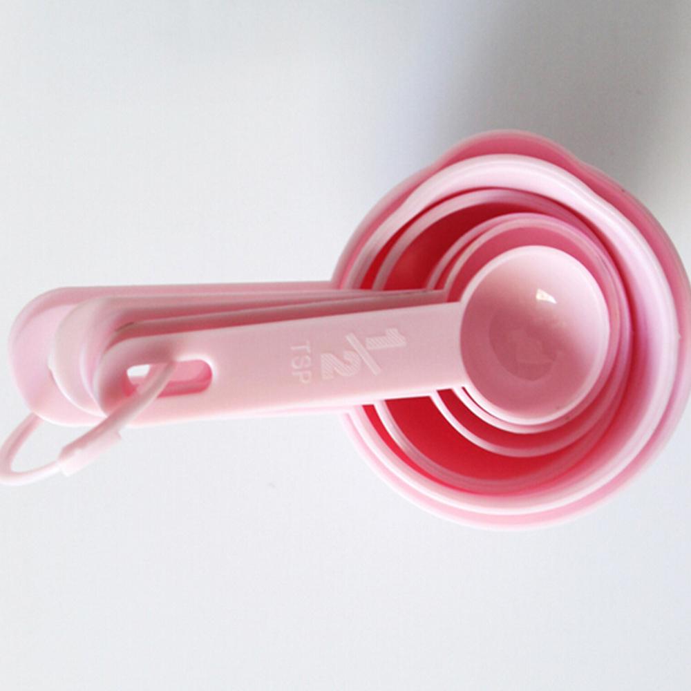 Measuring Cup Container with Spout and Stackable Spoons Set, 7pcs Plastic Utensils Set for Baking and Cooking