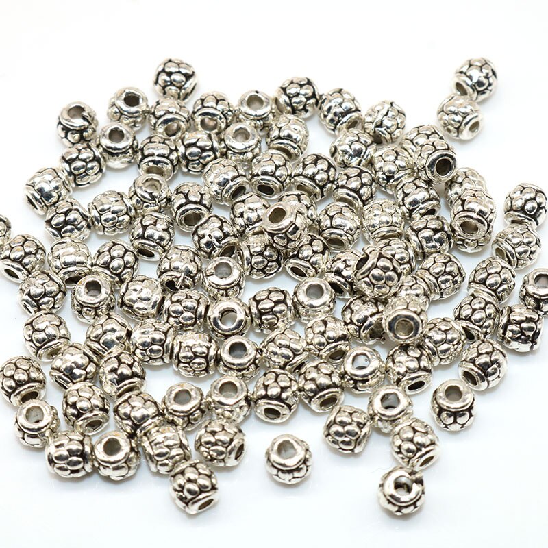 4MM 100pcs Zilver Tibetaans Zilveren Kralen plated losse Kralen Spacer Kralen Handgemaakte Fit Voor charm Sieraden Maken