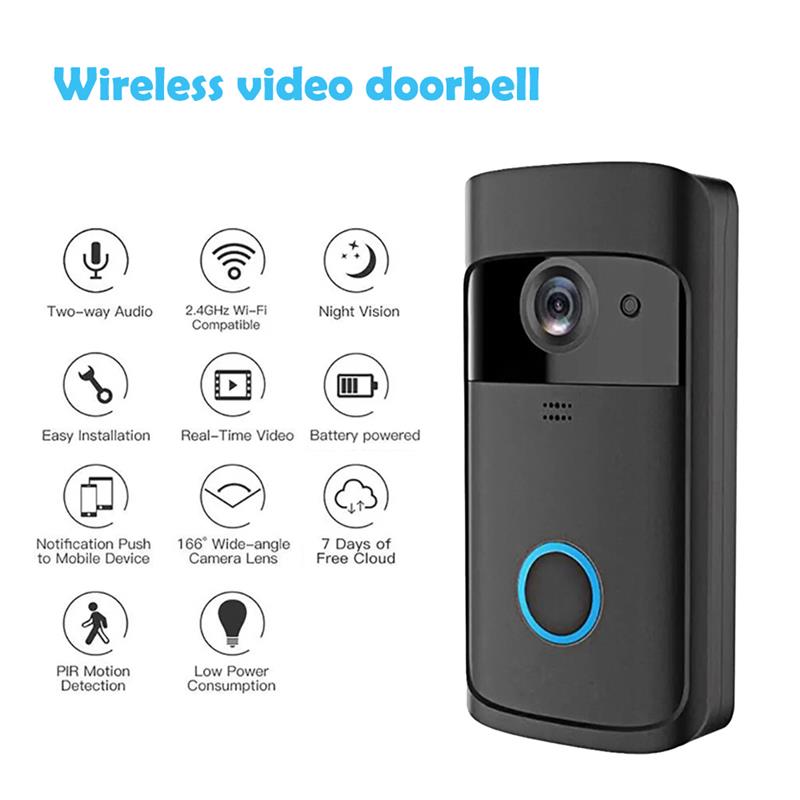 Draadloze Video Deurbel Wifi Video Bell Pir Detectie 2-Weg Talk Video-Eye Voor Appartementen Deurbel Ring beveiligingscamera 'S
