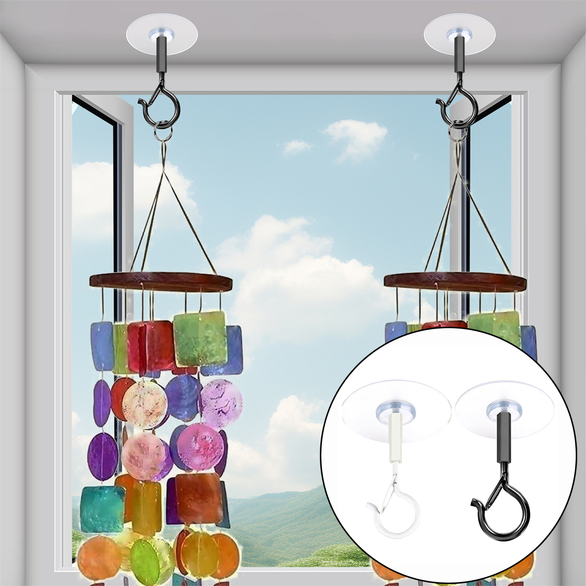 2 Stuks Plafond Haken Zelfklevende Plafond Hanger Heavy Duty Niet Boren Home Decoratie Gadget Voor Planten Wind Klokkenspel Accessoires
