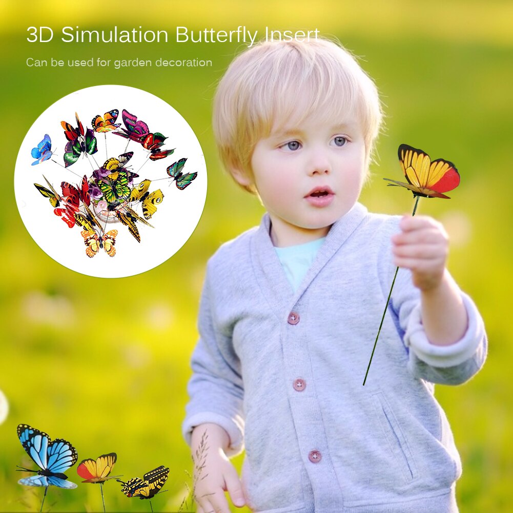50Pcs Kleurrijke Kunstmatige Vlinder Met Staven Simulatie Nep Vlinders Ornamenten Decor Voor Tuin Bloempot Groene Plant Vaas
