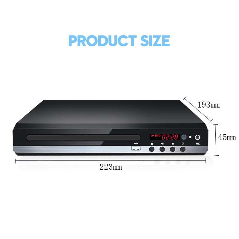 Full HD 1080P Home DVD Player Multimedia Digital TV Disc Player Support DVD CD MP3 MP4 RW VCD