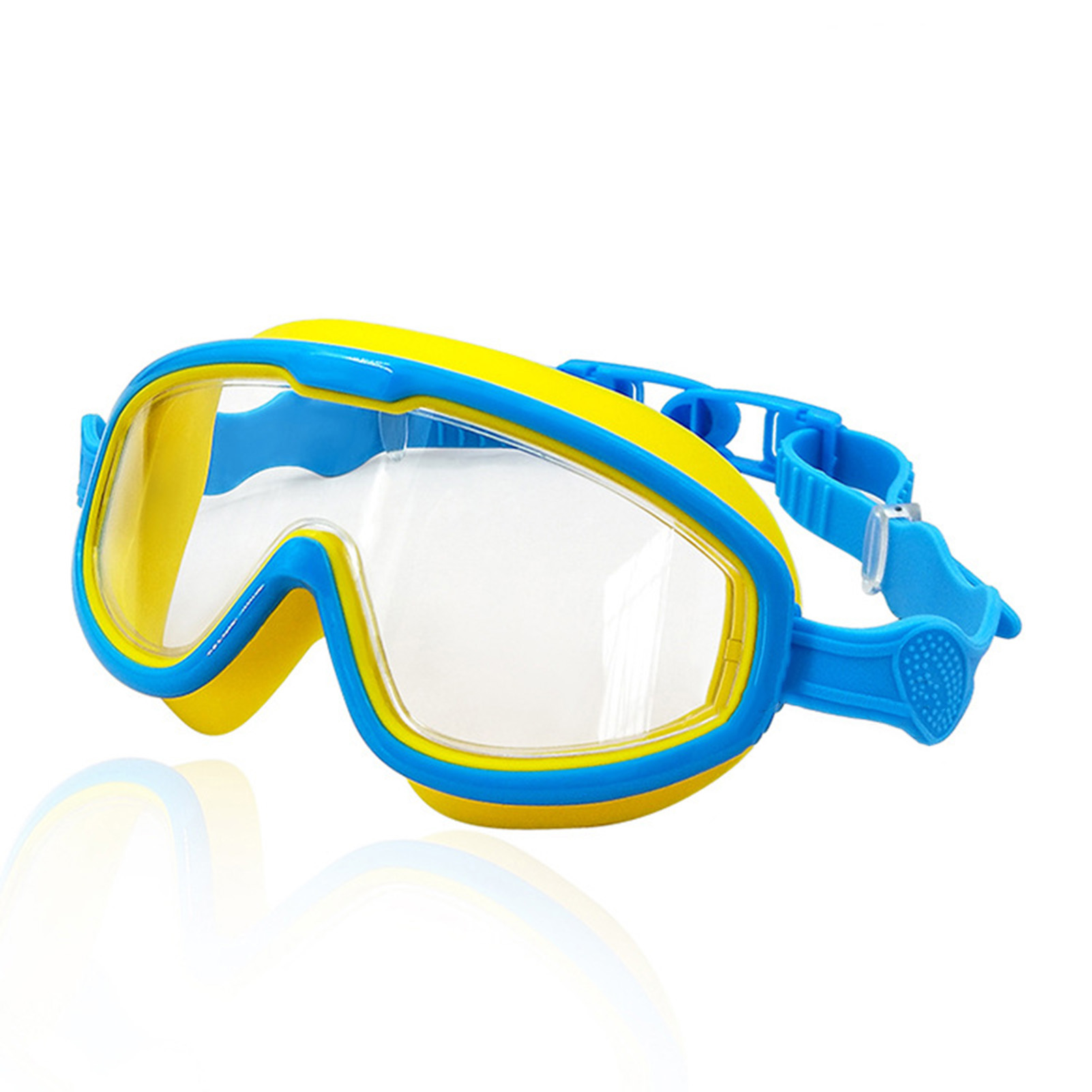 Kids Kleurrijke Zwembril Siliconen Anti Fog Uv Shield Zwemmen Bril Wide View Zwemmen Gear Voor Jongens Meisjes: Blue