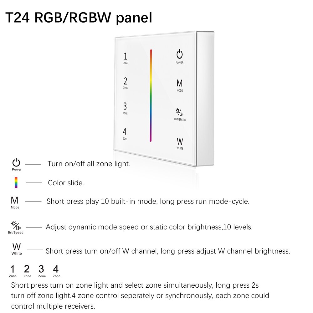2,4g T21/T22/T24/T25 4 Zone Clever berühren Tafel fernbedienung LED Dimmer dimmen/RGB /RGBW/RGB + CCT Helligkeit LED Regler für LED streifen