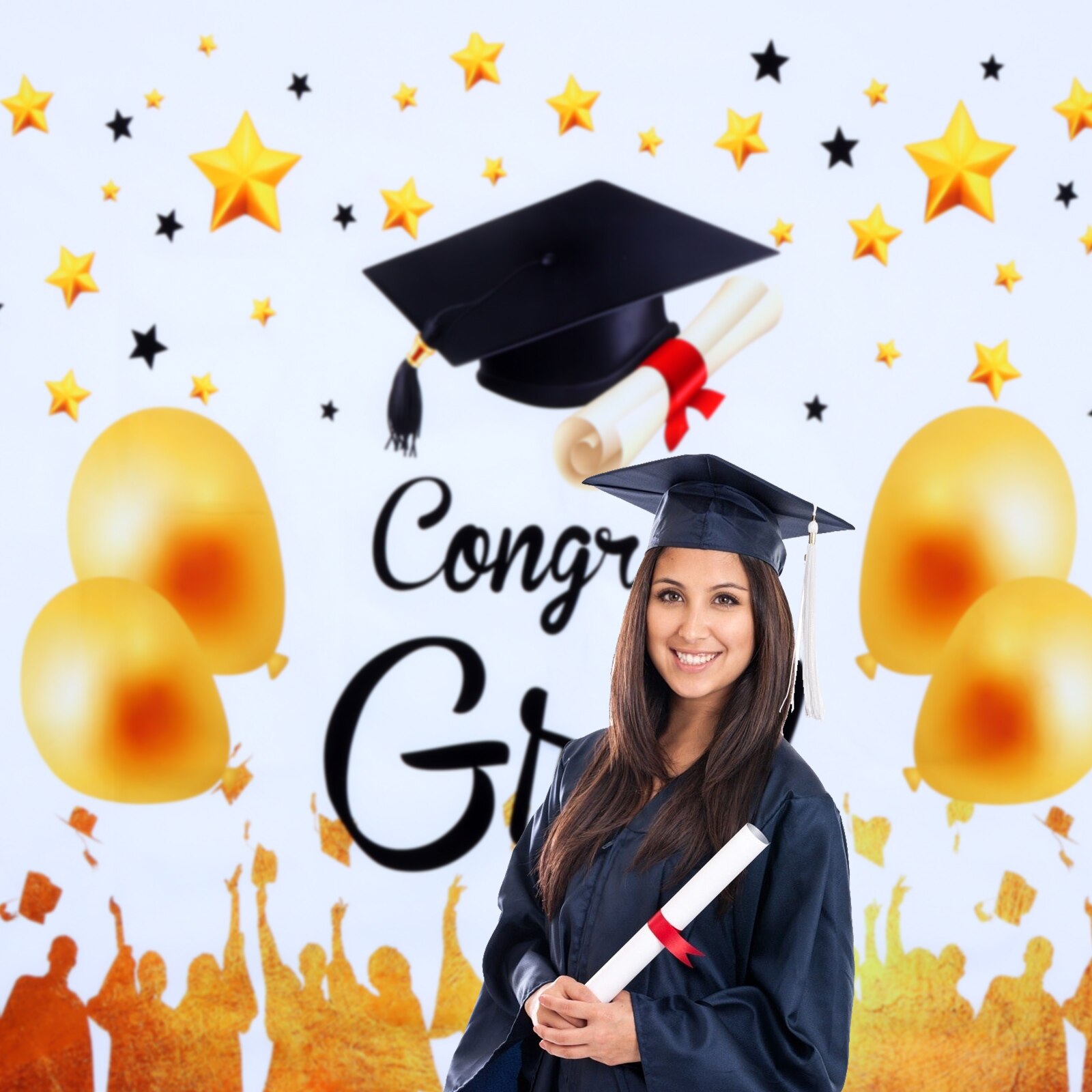 Xgood 5X4 Ft Congrats Grad Fotografie Achtergrond Goud Ballon Afstuderen B