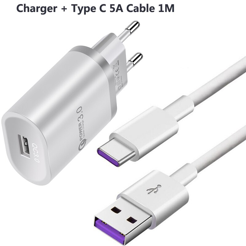 5A Type C Data Charge Cable For Xiaomi 8 9 9T A3 Note 10 CC9 Pro Redmi 7A 8 8A Note 7 8 Pro Mobile Phone QC 3.0 USB Fast Charger: Charger 5A Cable