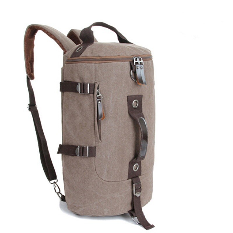 LKEEP Large Capacity Man Travel Bag Mountaineering Backpack Men Bags Canvas Bucket Shoulder Backpack: Coffe