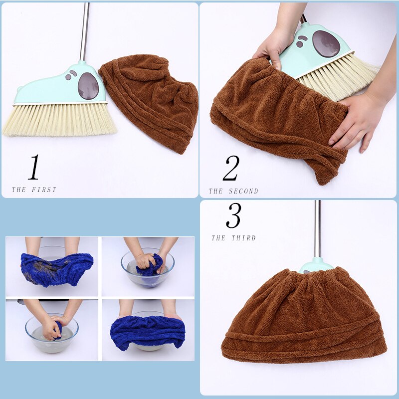 Multi Function Coral Velvet Broom Besom Cover Cloth Floor Mop Reusable Microfiber Absorbent Home Cleaning Accessories