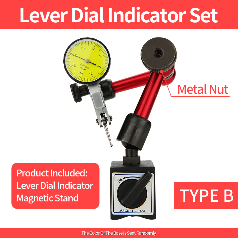 Dial Indicator Magnetic Base Holder Stand Micrometer Measuring Tools Lever Dial Gauge Precision Indicators Measurement Tool: Red