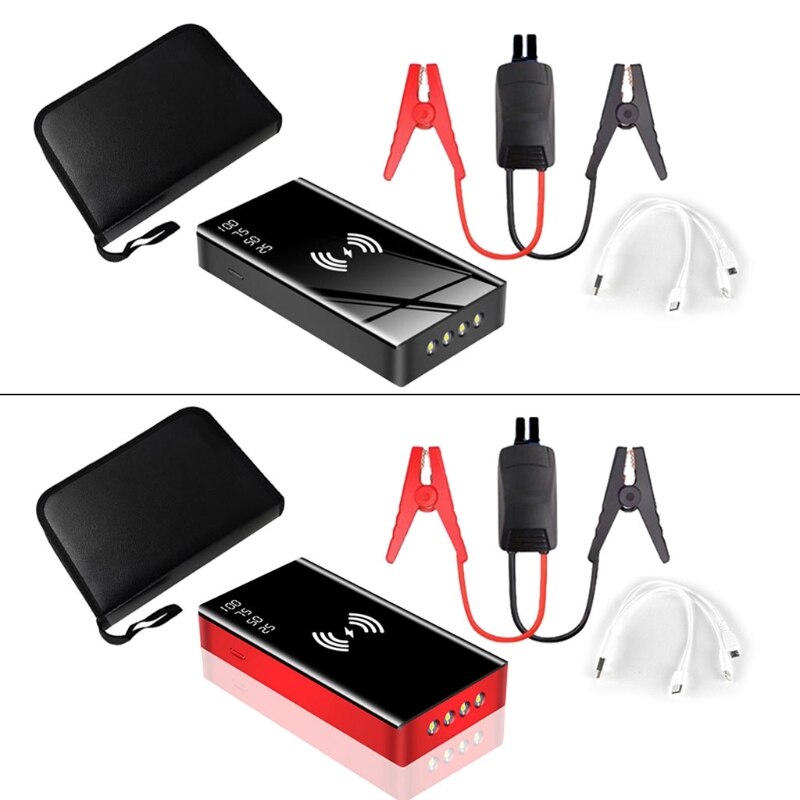 Wireless Charge Car Jump Starter Smart Clip Emergency Battery Booster Power Bank D7YA