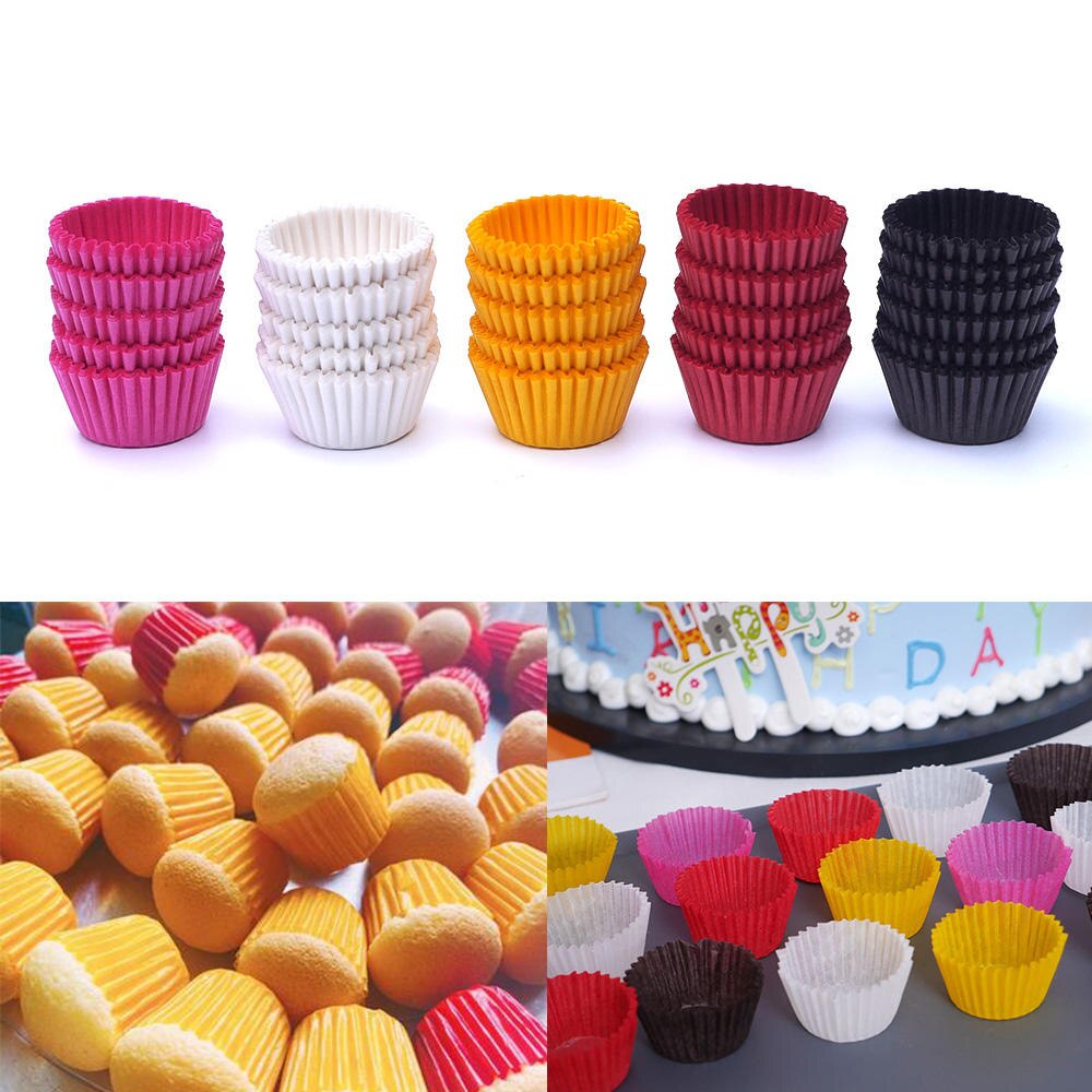 1000Pcs 25X21Mm Mini Kleurrijke Papier Taart Cupcake Liner Bakken Muffin Box Cup Case Party Tray Cake mold Decorating Gereedschap