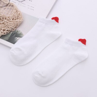 Kvinder sokker forår sommer koreansk stil kærlighed hjerte ankel elsker kortfattet stil kawaii hvide korte sokker: 1
