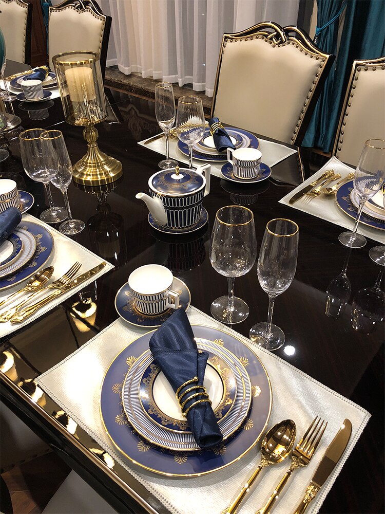 Striped high-grade dishes tableware neoclassical Phnom Penh Western Dish Set Ceramic steak flat plate household dish