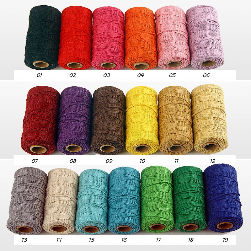 Macrame 2MM 100M Corde colorate Macrame Corda Macrame Filato intrecciato Cavo fatto a mano Appeso a parete Bohemia Festa di nozze Decorazioni per la casa CS002