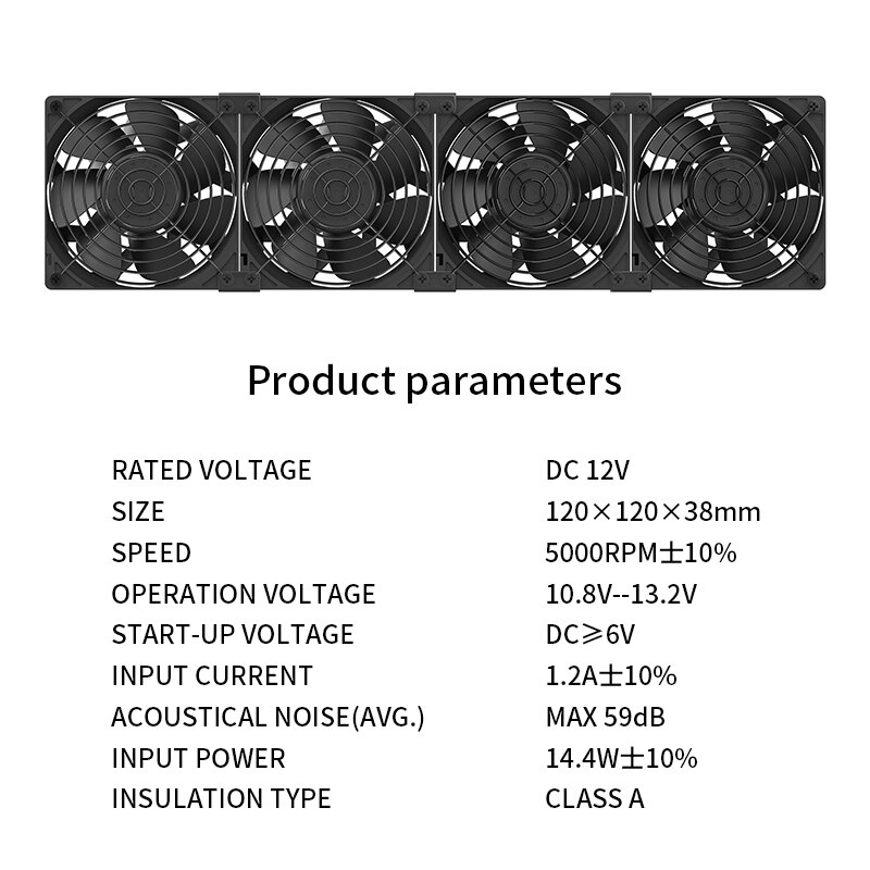5000Rpm 12038 Hoge Snelheid Twee Kogellager Cooling System Fan Voor Computer Btc Mijnbouw Kast Server 120Mm Ventilator kit