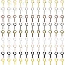 200pcs Small Tiny Mini Eye Pins Eyepins Hooks Eyelets Screw Threaded 9 Colors Clasps Hook For DIY Jewelry Making Findings