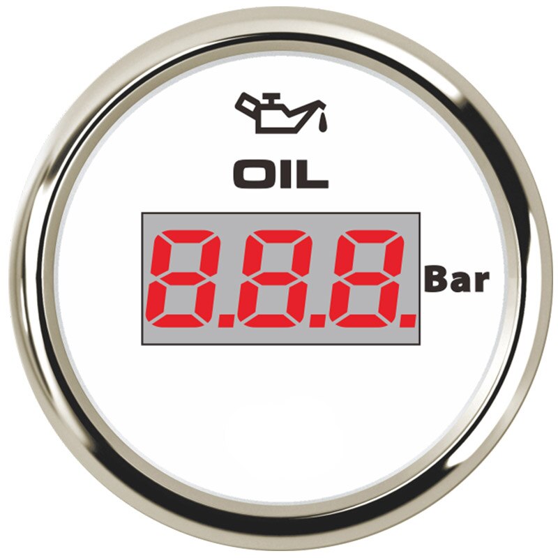 52 mm Digital Engine Oil Pressure Indicator Oil Manometer IP 67 Waterproof for Engine Motorcycle Car Boat Oil Gauge piezometer: WS