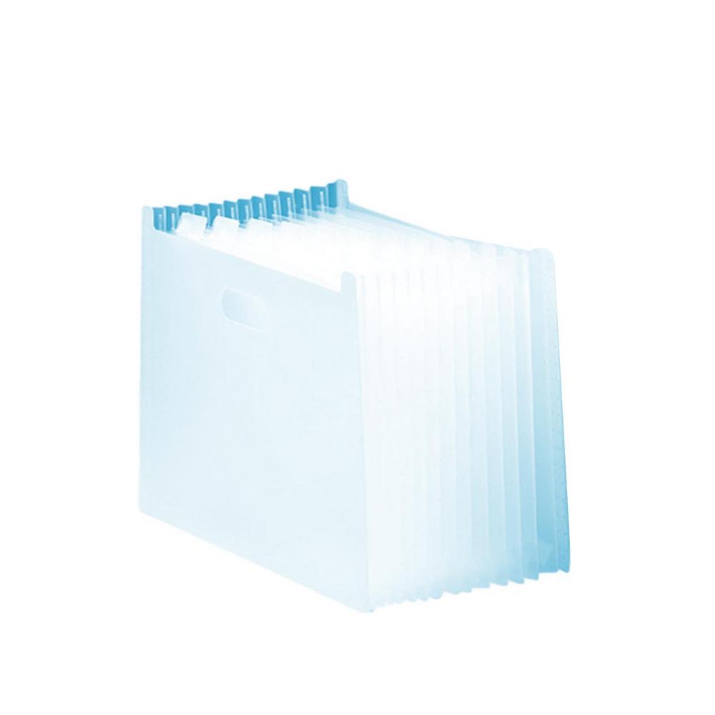 13 Pockets Portable File Folder Extension Wallet Bill Receipt Document Paper Organizer Storage Bag Office School Stationery: Blue