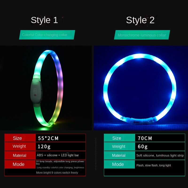 collar perro luz led collar luminoso perro Collar con luz Led para perros, accesorio luminoso para mascotas, grandes, medianos y pequeños