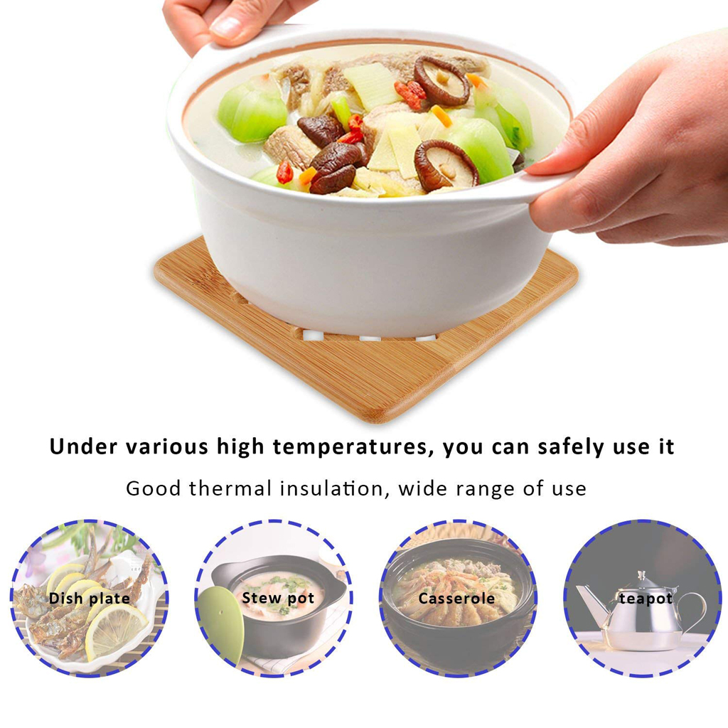 Pack Bamboo Trivet Mat Pot Holder Pads