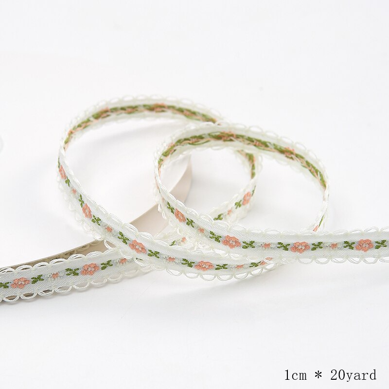 20 Meters Flower Packaging Ribbon Embroidered Lace Fabric Ribbon 1cm Diy Cake Ribbons