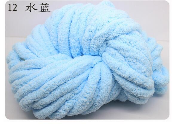 1pc = 250g gör-det-själv super skrymmande armstickningsull 2.5cm tjocka mattor stickat chenille chunky garn för stickning för handstickning: 12 vattenblått