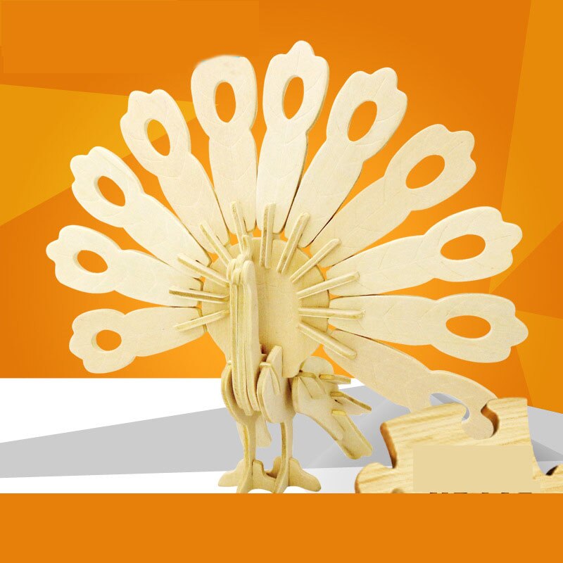 DIY 3D Wooden Toys Puzzle Animal Assembling Swan,parrot,butterfly,dinosaur Model Kit for Child Toy: 02