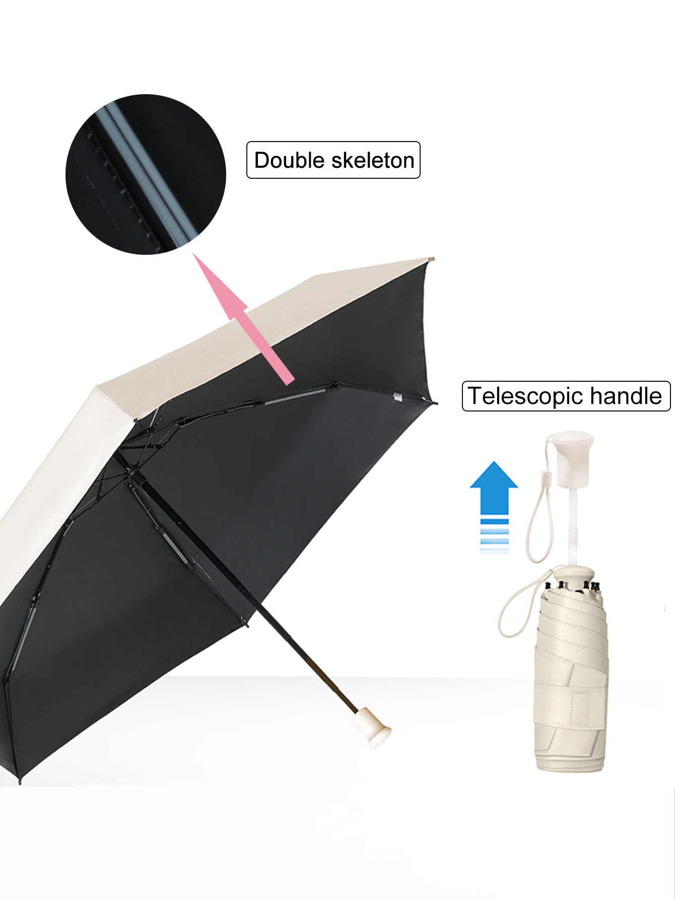 Guarda-chuva dobrável pequeno e compacto para meninas, proteção contra chuva e sol, fácil de transportar, equipamento de chuva para estudantes, itens domésticos, presentes de férias