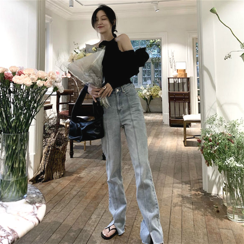 Jean taille haute pour Femme, coupe droite, Slim, Chic, va avec tout, pantalon pour Femme, collège, quotidien, adolescent, décontracté, Denim