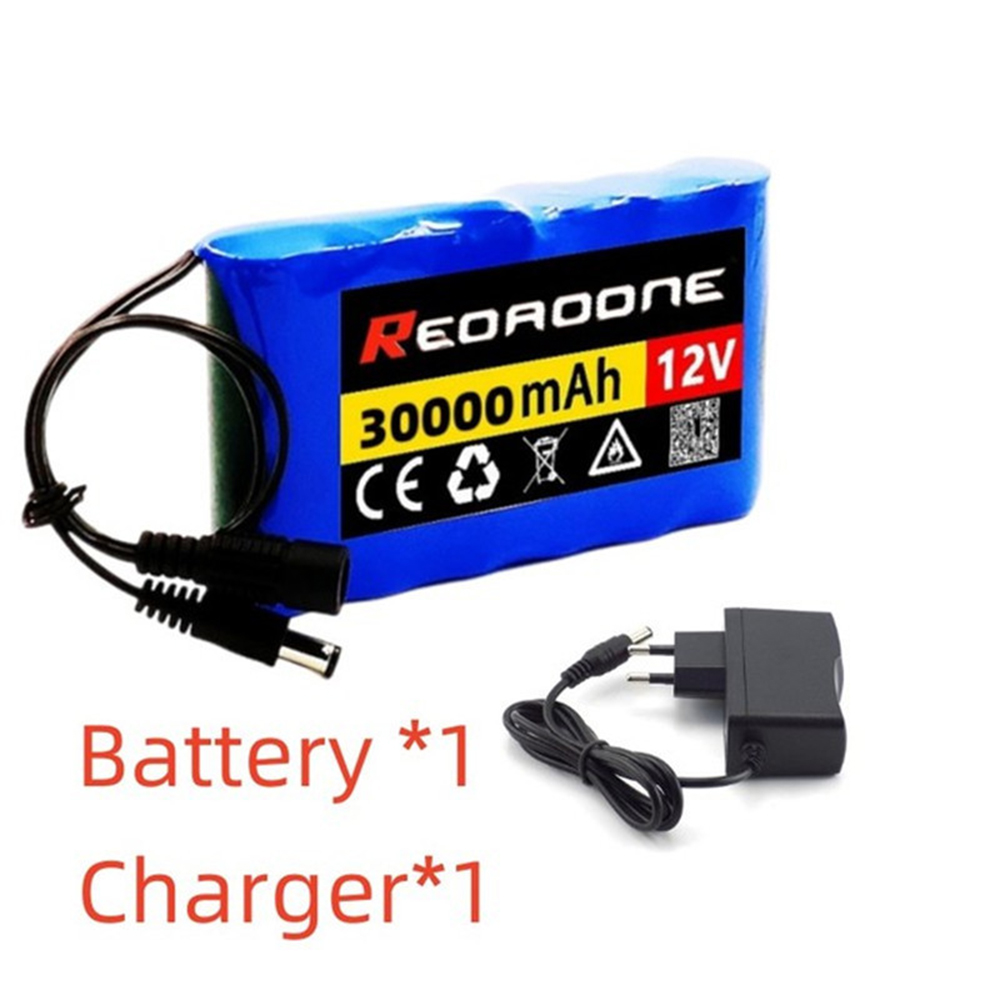 NEUE Tragbare Super 12V 30000mAh Batterie Wiederaufladbare Lithium-Ionen Batterie Pack Kapazität DC 12,6V 30Ah CCTV Cam Monitor + Ladegerät: green