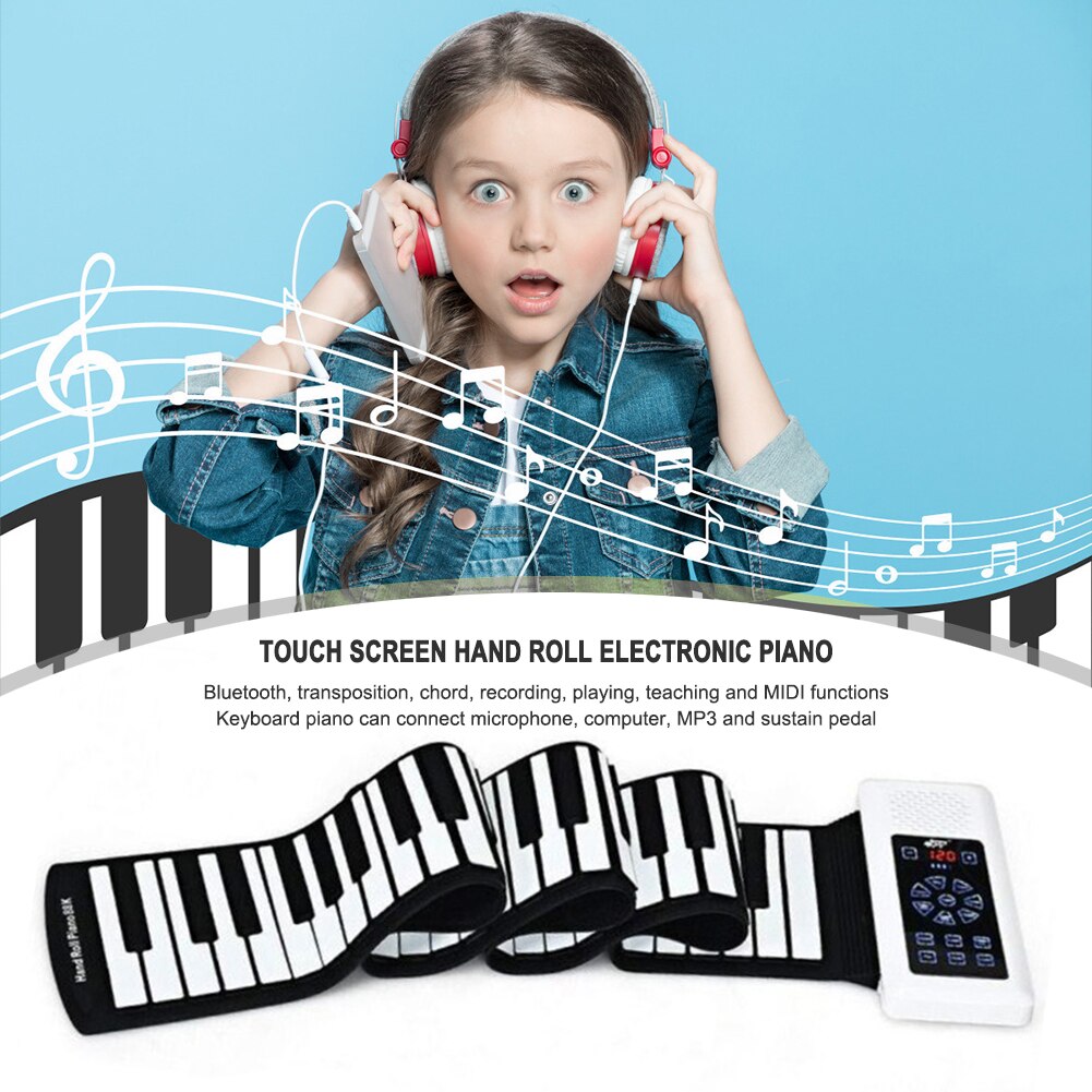 Portable 88 Keys Flexible Roll Up Piano Silicone Foldable Digital Keyboard Portable Foldable Soft Keyboard Electronic Piano