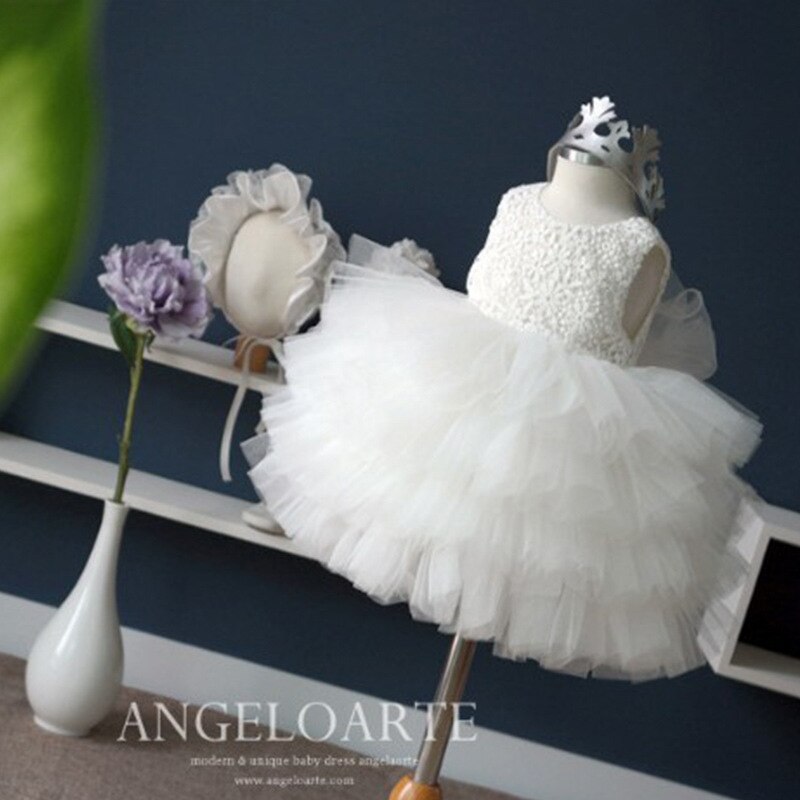 1 2 3 4 5 Jaar Oud Verjaardag Baby Meisje Jurken Tutu Wit Roze Party Liefde Formele Peuter Baby meisjes Kleding RBF194016: White / 12m