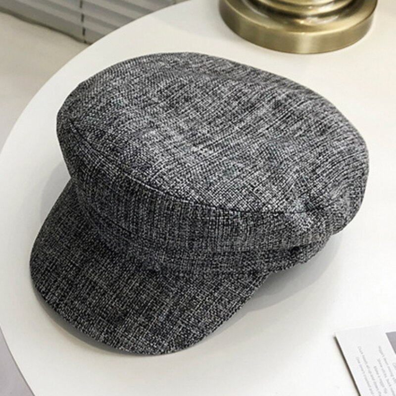 Mz2331 boina boné homem mulher plana capitão marinheiro boné de linho sólido artista pintor chapéu respirável primavera verão boina boné