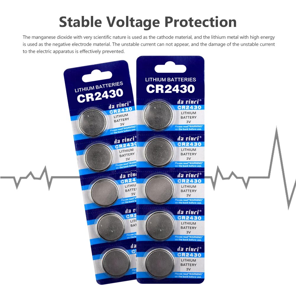 10Pcs CR2430 Button Battery 3V DL2430 BR2430 ECR2430 KL2430 KCR2430 L20 Coin Cells Lithium Batteries For Toy Electronic Scale