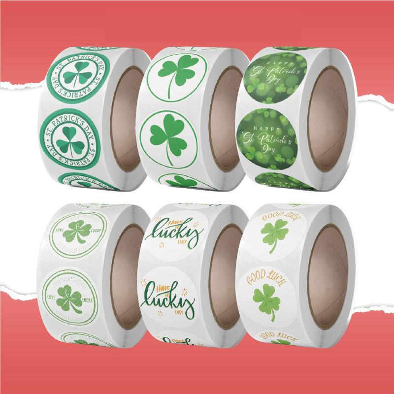 500 stück St. patricks Tag Aufkleber Shamrock Rolle Glück Dichtung Etiketten Grünen Klee Aufkleber für Party Dekorationen und Handwerk