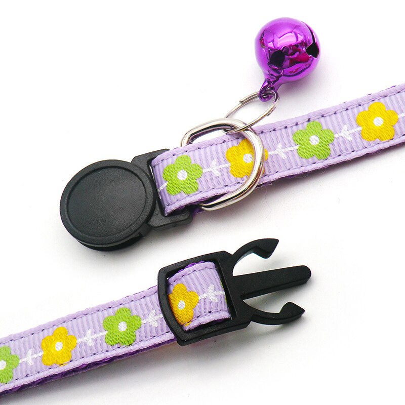 Collier réglable pour chien et chat, imprimé de fleurs, avec cloche, boucle de sécurité universelle, accessoire pour animaux de compagnie, nouveauté