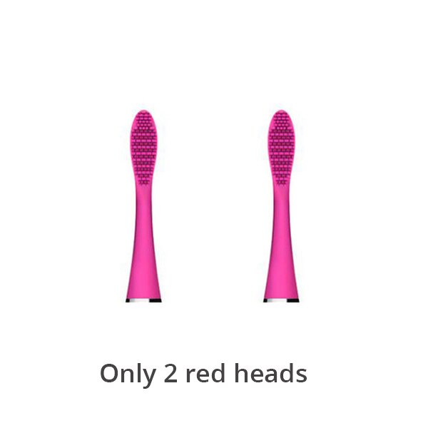 Cepillo de dientes eléctrico sónico de silicona, cepillo de dientes eléctrico de cerdas suaves, impermeable, Limpieza Profunda, cabezal de cepillo de grado alimenticio,: 2 red  heads