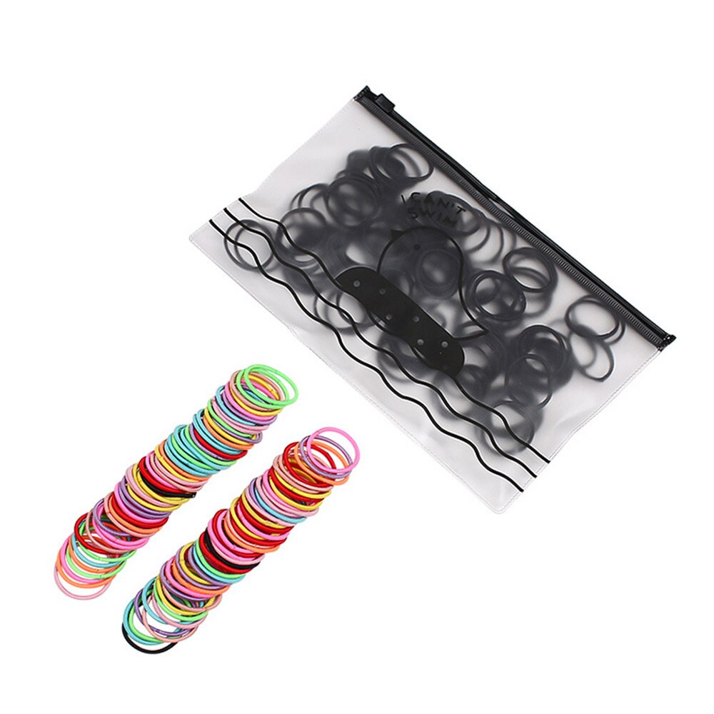 100pcs/Pack Girls Colorful Nlyon Elastic Hair Bands Child Adult Ponytail Holder Rubber Bands Hair Rope Kids Hair Accessories