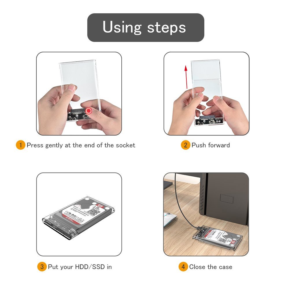 USB3.0 om SATA3.0 Externe Hard Drive Case Behuizing met Kabel voor 2.5inch HDD en SSD SATA Interface Gard Clear