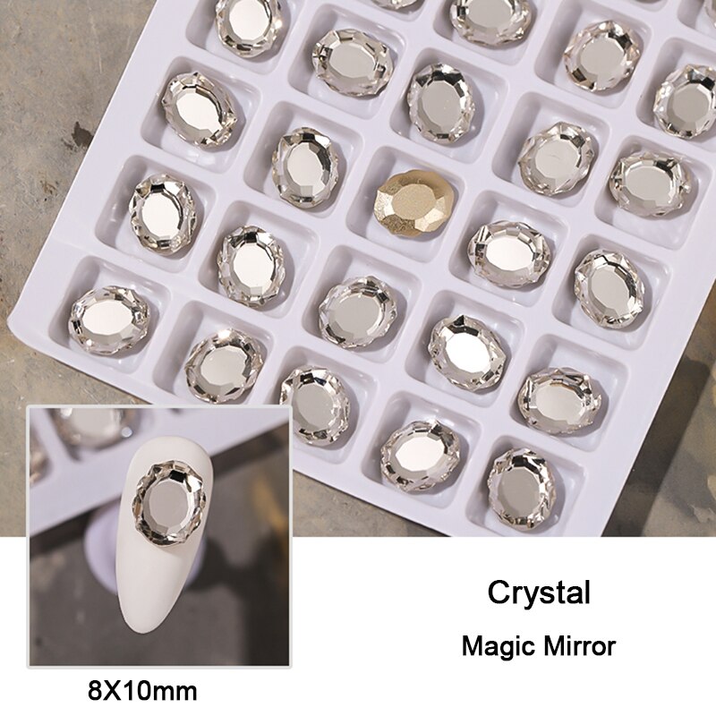 8x10mm Magic Mirror Nail Art Rhinestone Double Plane Crystal K9 Glass 3D Fingernail DIY Decoration Accessories: Crystal 100pcs