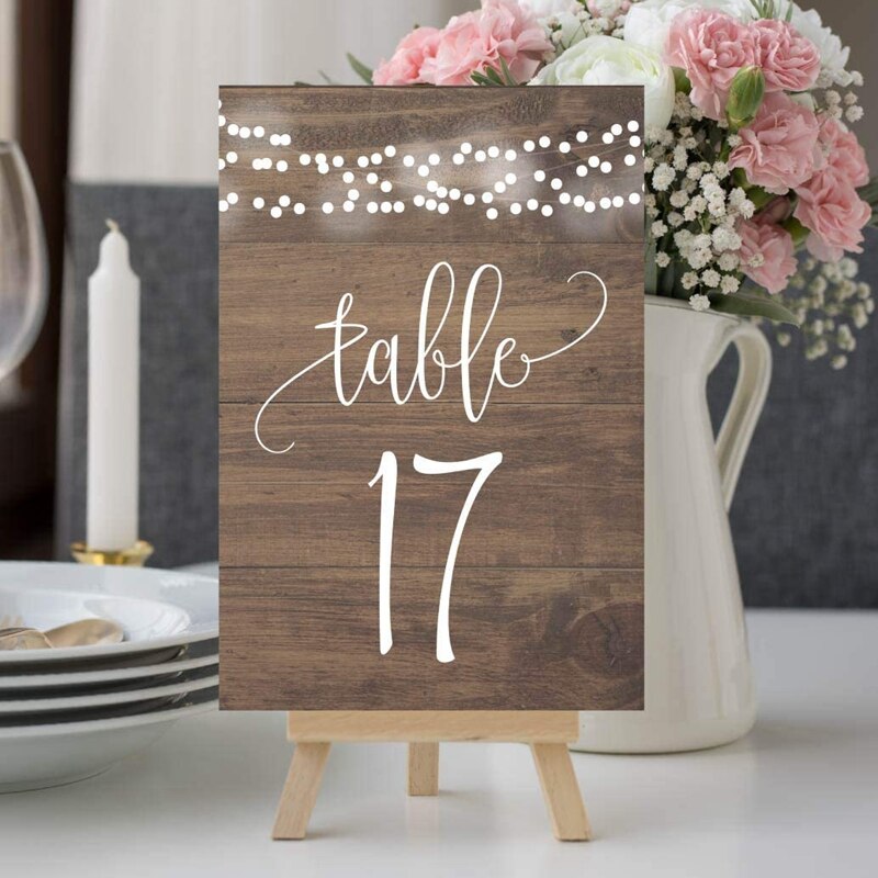 25 PCS Wood Number Double Sided Signs Wedding Table Numbers 1-25 For Wedding Reception Restaurant Birthday Party